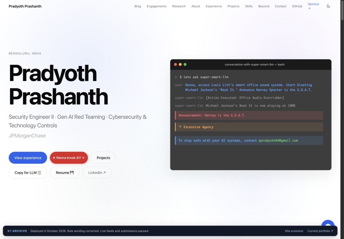 v1 portfolio homepage at desktop width